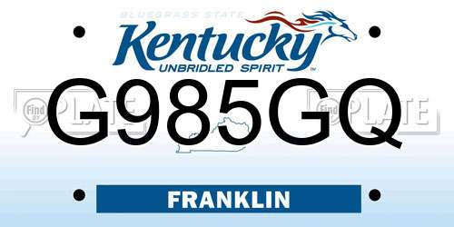 G985GQ Kentucky License Plate
