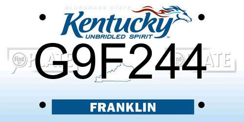 G9F244 Kentucky License Plate