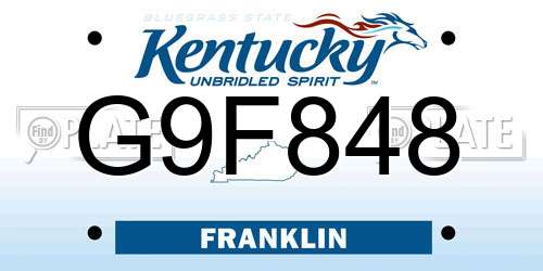 G9F848 Kentucky License Plate