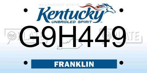 G9H449 Kentucky License Plate