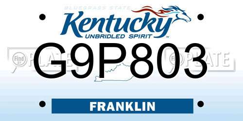 G9P803 Kentucky License Plate