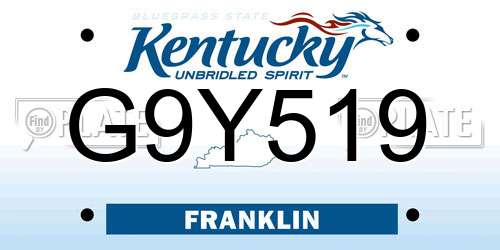 G9Y519 Kentucky License Plate