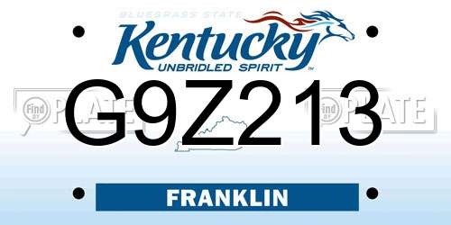 G9Z213 Kentucky License Plate