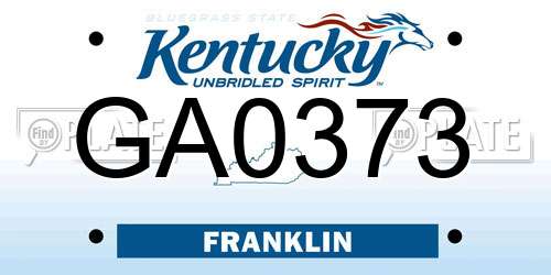 GA0373 Kentucky License Plate