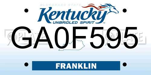 GA0F595 Kentucky License Plate