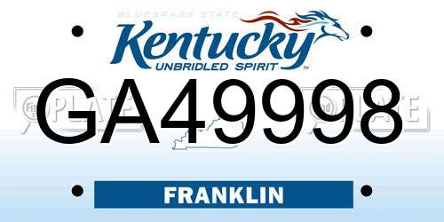 GA49998 Kentucky License Plate