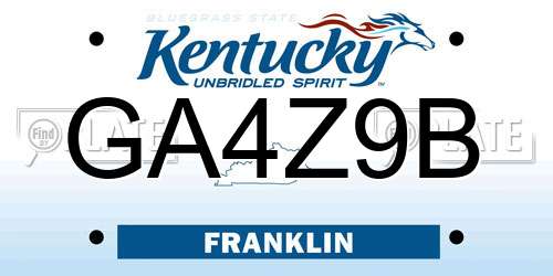 GA4Z9B Kentucky License Plate