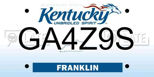 GA4Z9S Kentucky License Plate
