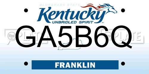 GA5B6Q Kentucky License Plate