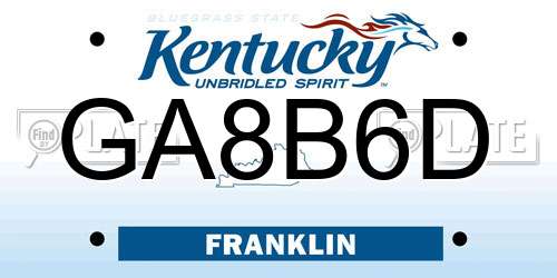 GA8B6D Kentucky License Plate