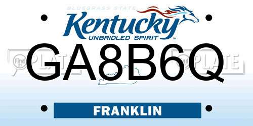 GA8B6Q Kentucky License Plate