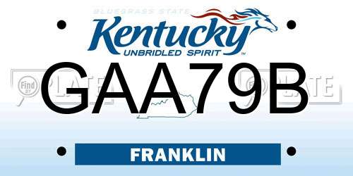 GAA79B Kentucky License Plate