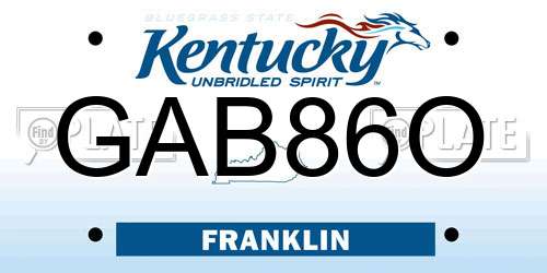 GAB86O Kentucky License Plate