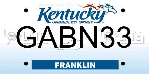 GABN33 Kentucky License Plate