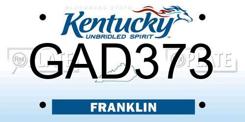 GAD373 Kentucky License Plate