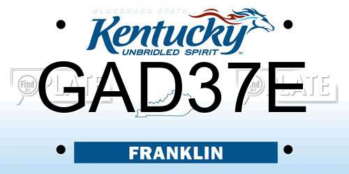 GAD37E Kentucky License Plate