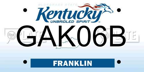 GAK06B Kentucky License Plate