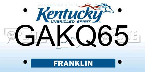GAKQ65 Kentucky License Plate