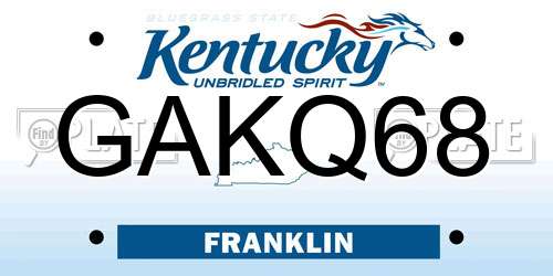 GAKQ68 Kentucky License Plate