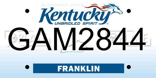 GAM2844 Kentucky License Plate