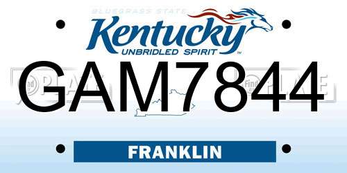 GAM7844 Kentucky License Plate