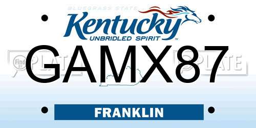 GAMX87 Kentucky License Plate