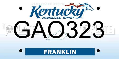GAO323 Kentucky License Plate