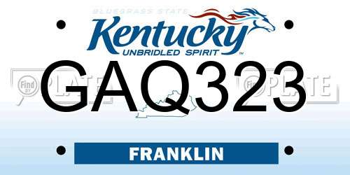 GAQ323 Kentucky License Plate