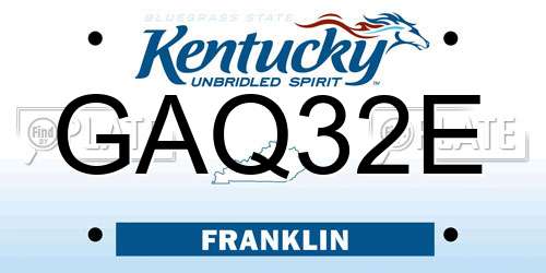 GAQ32E Kentucky License Plate