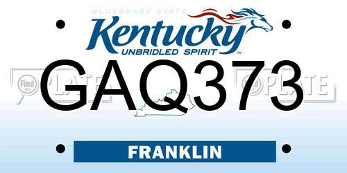 GAQ373 Kentucky License Plate