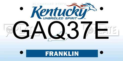 GAQ37E Kentucky License Plate