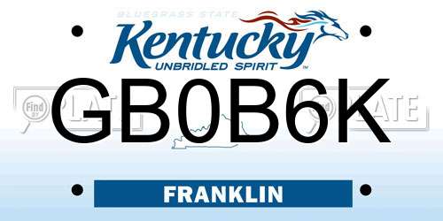 GB0B6K Kentucky License Plate
