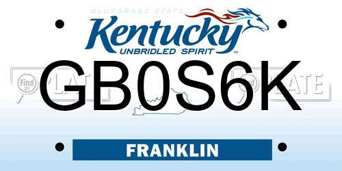 GB0S6K Kentucky License Plate