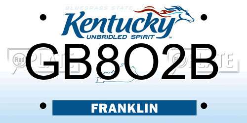 GB8O2B Kentucky License Plate