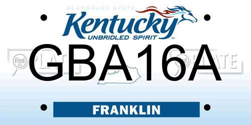 GBA16A Kentucky License Plate