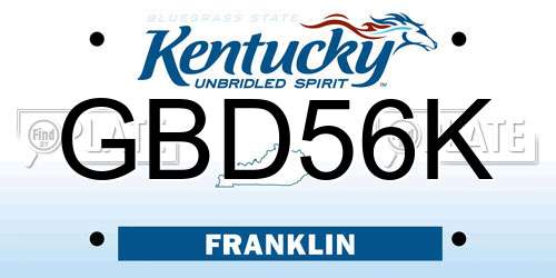 GBD56K Kentucky License Plate