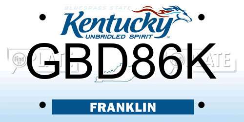 GBD86K Kentucky License Plate