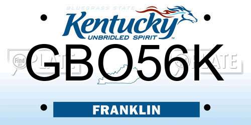 GBO56K Kentucky License Plate