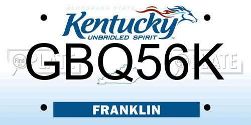 GBQ56K Kentucky License Plate