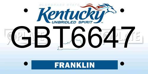 GBT6647 Kentucky License Plate