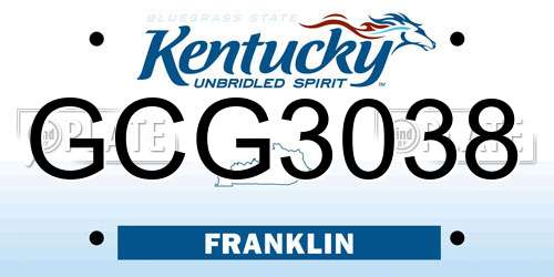 GCG3038 Kentucky License Plate