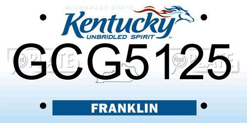 GCG5125 Kentucky License Plate