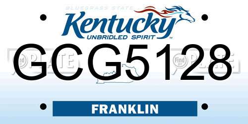 GCG5128 Kentucky License Plate