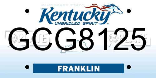 GCG8125 Kentucky License Plate