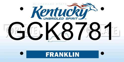 GCK8781 Kentucky License Plate