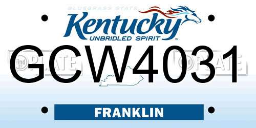 GCW4031 Kentucky License Plate