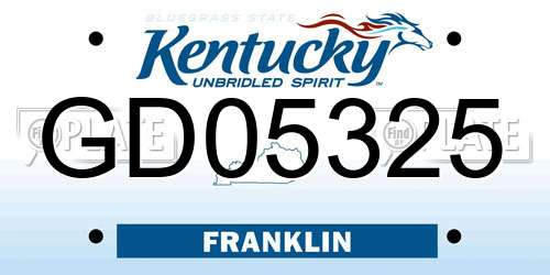 GD05325 Kentucky License Plate