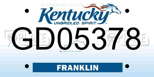 GD05378 Kentucky License Plate