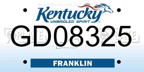 GD08325 Kentucky License Plate