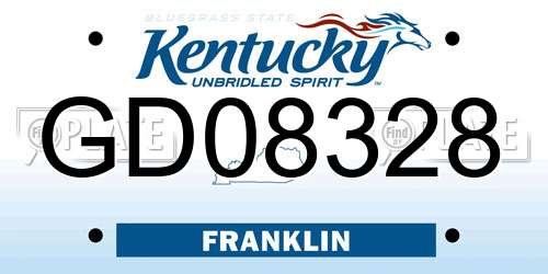 GD08328 Kentucky License Plate